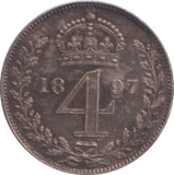 1897 MAUNDY FOURPENCE 22 ( EF ) - MAUNDY FOURPENCE - Cambridgeshire Coins