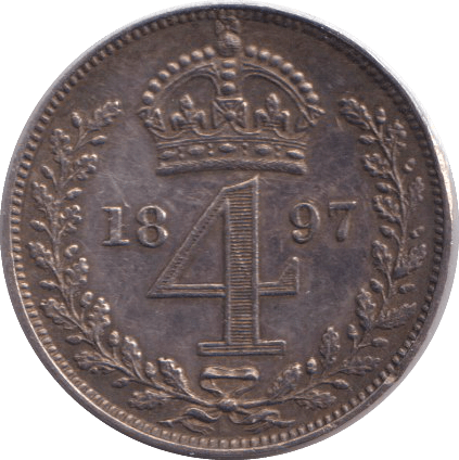 1897 MAUNDY FOURPENCE ( VF ) - MAUNDY FOURPENCE - Cambridgeshire Coins
