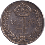 1897 MAUNDY FOURPENCE ( VF ) - MAUNDY FOURPENCE - Cambridgeshire Coins