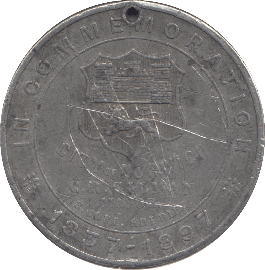 1897 NORWICH MAYOR COMMEMORATIVE MEDAL - WORLD COINS - Cambridgeshire Coins