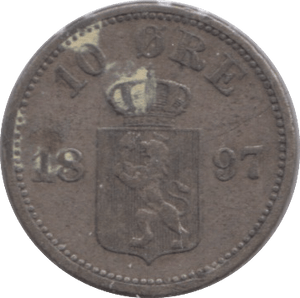 1897 SILVER 10 ORE NORWAY - SILVER WORLD COINS - Cambridgeshire Coins