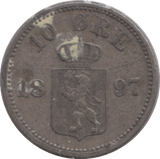1897 SILVER 10 ORE NORWAY - SILVER WORLD COINS - Cambridgeshire Coins