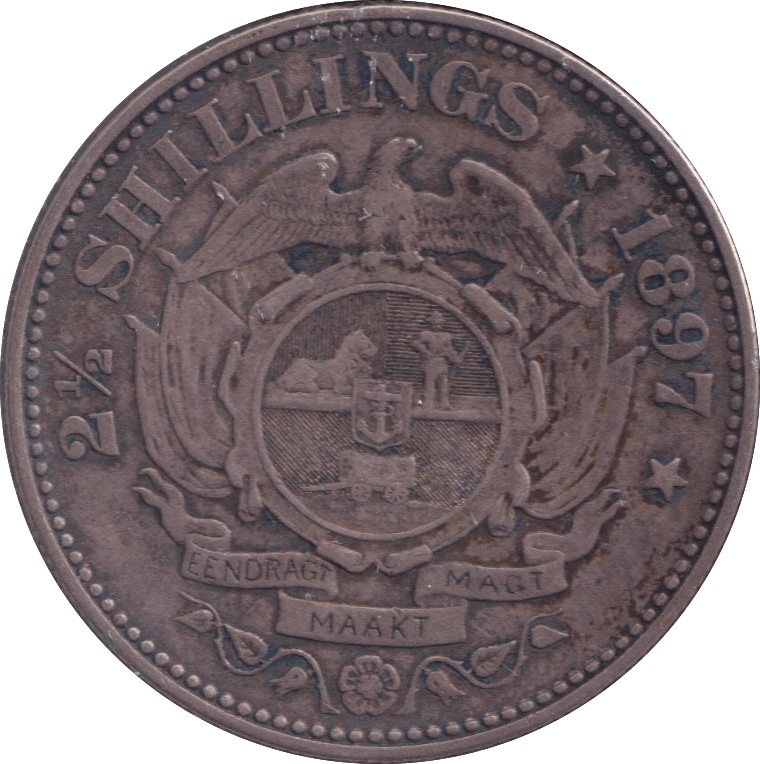 1897 SILVER 2 1/2 SHILLING SOUTH AFRICA - SILVER WORLD COINS - Cambridgeshire Coins