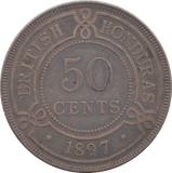 1897 SILVER 50 CENTS HONDURAS - SILVER WORLD COINS - Cambridgeshire Coins