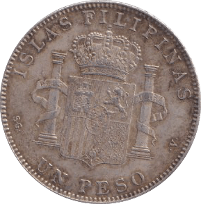 1897 SILVER PHILIPPINES 1 PESO - SILVER WORLD COINS - Cambridgeshire Coins