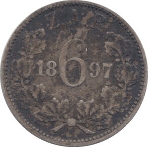 1897 SILVER SIXPENCE SOUTH AFRICA - SILVER WORLD COINS - Cambridgeshire Coins