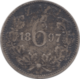 1897 SILVER SIXPENCE SOUTH AFRICA - SILVER WORLD COINS - Cambridgeshire Coins