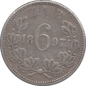 1897 SILVER SIXPENCE SOUTH AFRICA - SILVER WORLD COINS - Cambridgeshire Coins