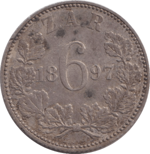 1897 SILVER SIXPENCE SOUTH AFRICA - SILVER WORLD COINS - Cambridgeshire Coins