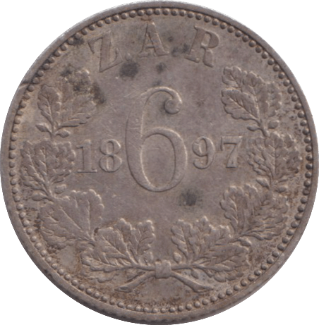 1897 SILVER SIXPENCE SOUTH AFRICA - SILVER WORLD COINS - Cambridgeshire Coins