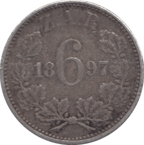 1897 SILVER SIXPENCE SOUTH AFRICA - SILVER WORLD COINS - Cambridgeshire Coins