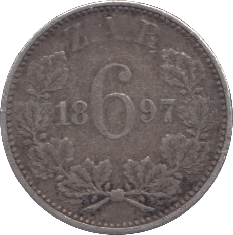 1897 SILVER SIXPENCE SOUTH AFRICA - SILVER WORLD COINS - Cambridgeshire Coins