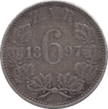 1897 SILVER SIXPENCE SOUTH AFRICA - SILVER WORLD COINS - Cambridgeshire Coins