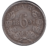 1897 SILVER SOUTH AFRICA SIX PENCE - SILVER WORLD COINS - Cambridgeshire Coins