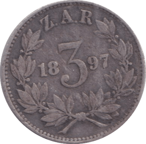 1897 SILVER THREEPENCE SOUTH AFRICA BOAR - SILVER WORLD COINS - Cambridgeshire Coins