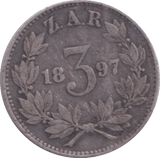 1897 SILVER THREEPENCE SOUTH AFRICA BOAR - SILVER WORLD COINS - Cambridgeshire Coins