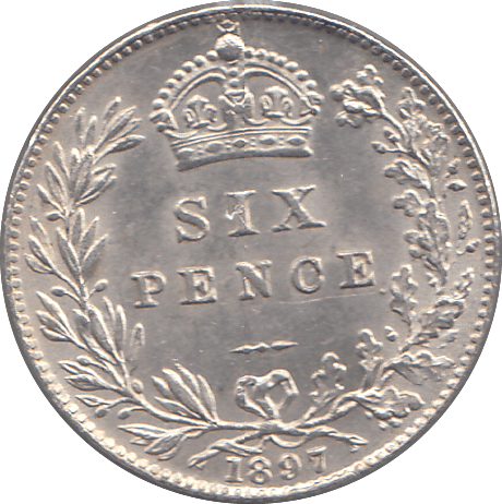 1897 SIXPENCE ( AUNC ) 5 - SIXPENCE - Cambridgeshire Coins