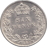 1897 SIXPENCE ( AUNC ) 5 - SIXPENCE - Cambridgeshire Coins