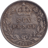 1897 SIXPENCE ( EF ) - SIXPENCE - Cambridgeshire Coins