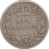 1897 SIXPENCE ( FINE ) - SIXPENCE - Cambridgeshire Coins