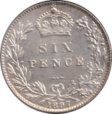 1897 SIXPENCE ( GVF ) - SIXPENCE - Cambridgeshire Coins
