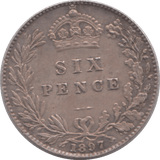 1897 SIXPENCE ( GVF ) - SIXPENCE - Cambridgeshire Coins