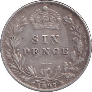 1897 SIXPENCE ( VF ) - SIXPENCE - Cambridgeshire Coins