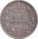 1897 SIXPENCE ( VF ) - SIXPENCE - Cambridgeshire Coins