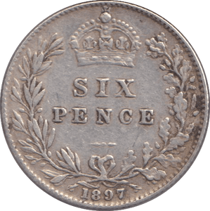 1897 SIXPENCE ( VF ) - SIXPENCE - Cambridgeshire Coins
