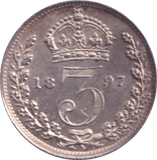 1897 THREEPENCE ( EF ) - THREEPENCE - Cambridgeshire Coins