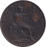 1898 FARTHING ( FINE ) - FARTHING - Cambridgeshire Coins