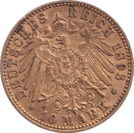 1898 GOLD 10 MARK GERMANY - GOLD WORLD COINS - Cambridgeshire Coins