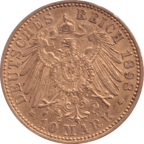 1898 GOLD 10 MARK GERMANY - GOLD WORLD COINS - Cambridgeshire Coins