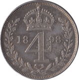 1898 MAUNDY FOURPENCE ( AUNC ) - MAUNDY FOURPENCE - Cambridgeshire Coins