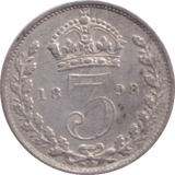 1898 MAUNDY THREEPENCE ( GVF ) - MAUNDY THREEPENCE - Cambridgeshire Coins