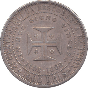 1898 SILVER 1000 REIS PORTUGAL - SILVER WORLD COINS - Cambridgeshire Coins
