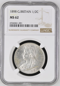 1898 SILVER HALFCROWN NGC MS 62 - NGC SILVER COINS - Cambridgeshire Coins