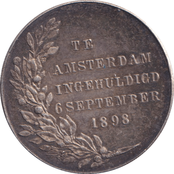 1898 SILVER MEDALLION INAUGURATION OF WILHELMINA NETHERLANDS - SILVER WORLD COINS - Cambridgeshire Coins