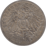 1898 SILVER PRUSSIA 5 MARK - SILVER WORLD COINS - Cambridgeshire Coins