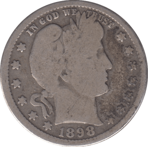 1898 SILVER QUARTER DOLLAR USA - SILVER WORLD COINS - Cambridgeshire Coins