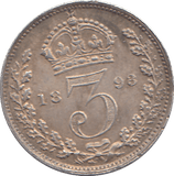 1898 SILVER THREEPENCE ( EF ) - THREEPENCE - Cambridgeshire Coins