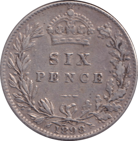 1898 SIXPENCE ( FINE ) - SIXPENCE - Cambridgeshire Coins