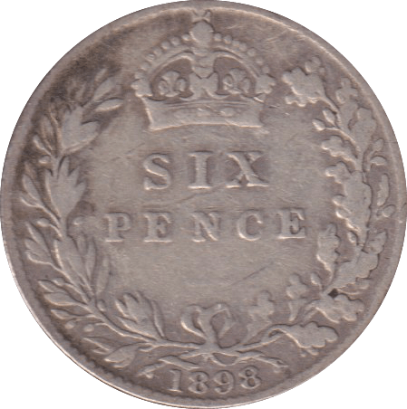 1898 SIXPENCE (FINE) - SIXPENCE - Cambridgeshire Coins