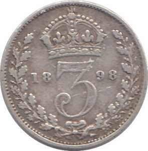 1898 THREEPENCE ( F ) - WORLD COINS - Cambridgeshire Coins