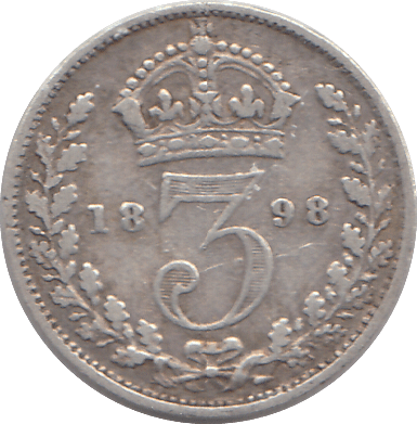 1898 THREEPENCE ( F ) - WORLD COINS - Cambridgeshire Coins