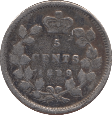 1899 FIVE CENTS CANADA - SILVER WORLD COINS - Cambridgeshire Coins