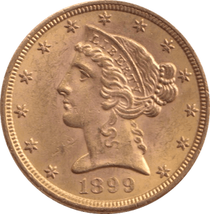 1899 GOLD FIVE DOLLARS USA SAN FRANCISCO MINT - Gold World Coins - Cambridgeshire Coins