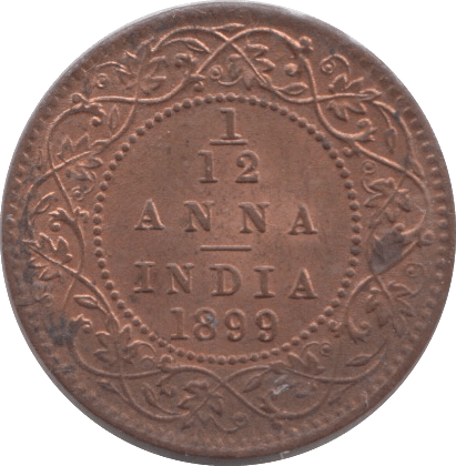1899 INDIA 1/12 ANNA - WORLD COINS - Cambridgeshire Coins