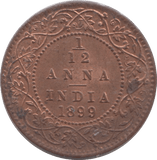 1899 INDIA 1/12 ANNA - WORLD COINS - Cambridgeshire Coins