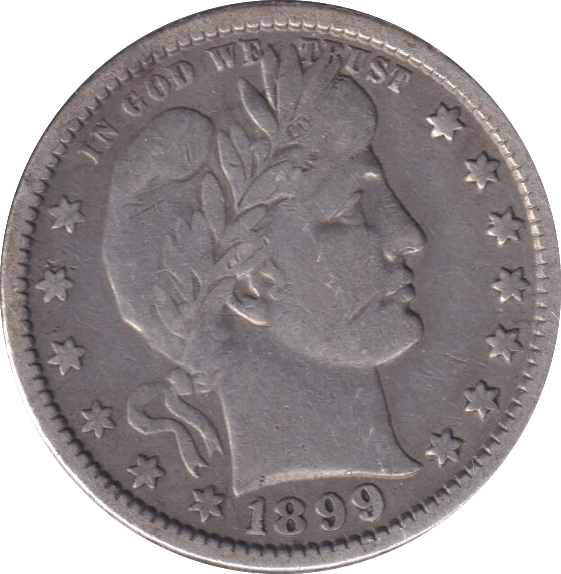 1899 SILVER QUARTER DOLLAR USA - SILVER WORLD COINS - Cambridgeshire Coins